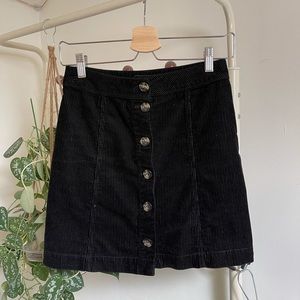 Juniors a-line corduroy black mini skirt